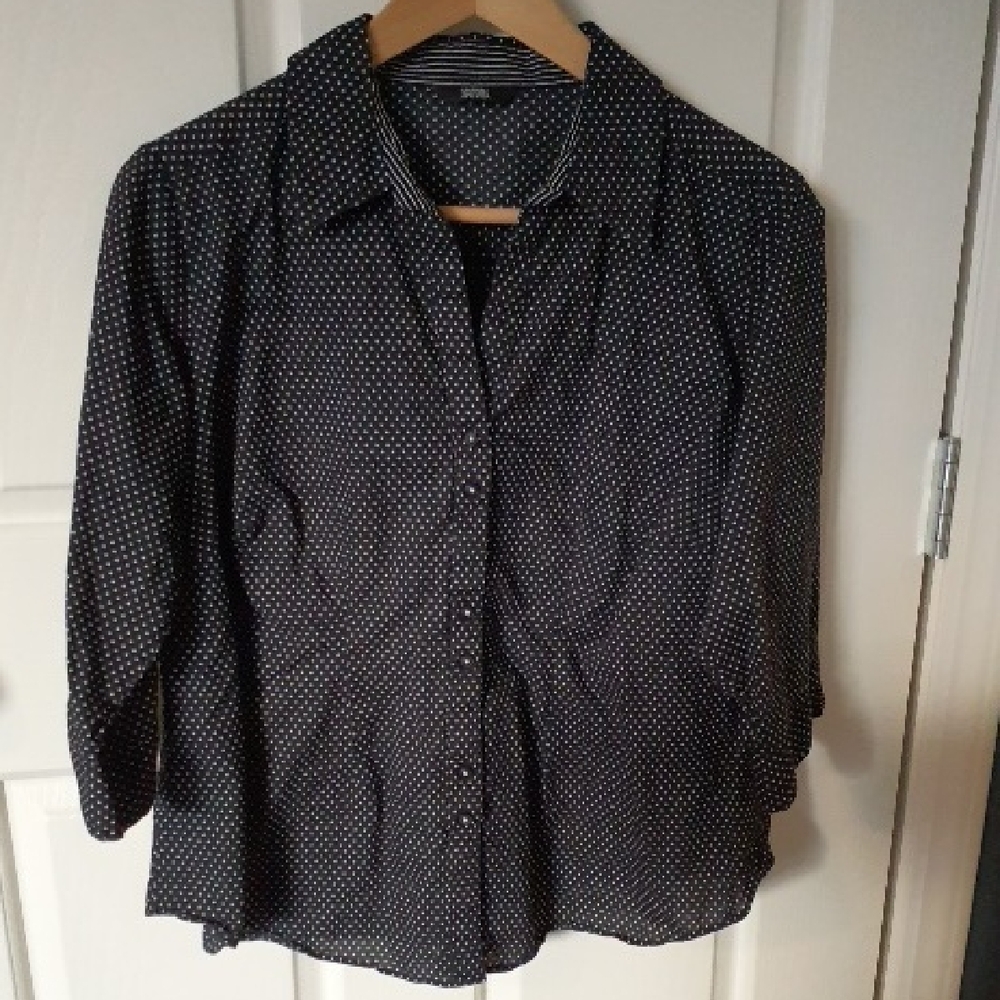 Marks & Spencer Black Blouse with White Dots